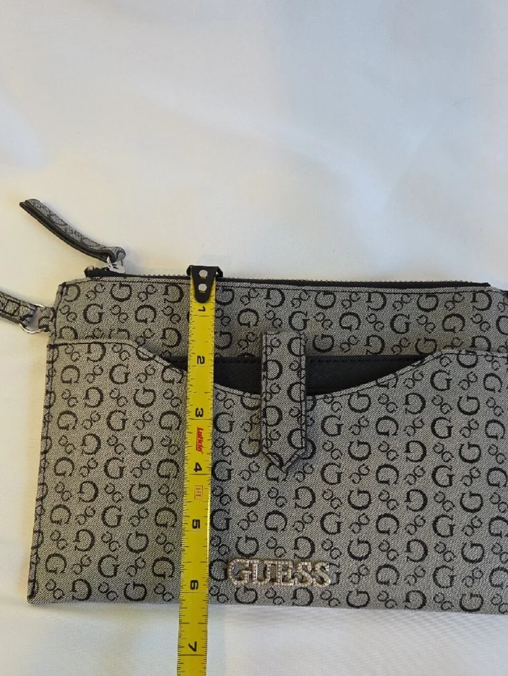 GUESS Gray Monogram Wristlet with Card Slot